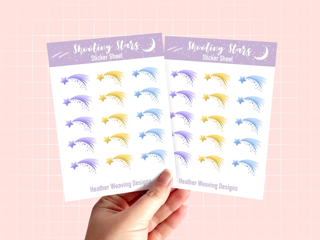 Shooting Star Planner Sticker Sheets, Calendar Stickers, Daily Planner Stickers.