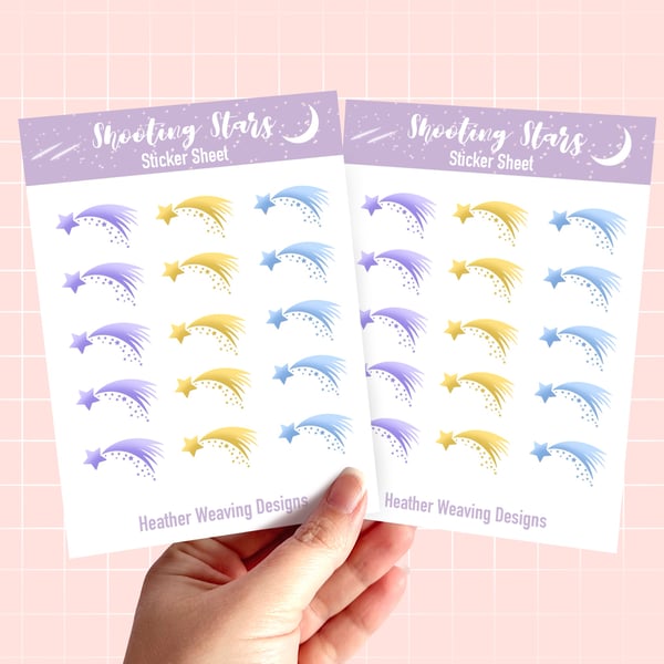 Shooting Star Planner Sticker Sheets, Calendar Stickers, Daily Planner Stickers.