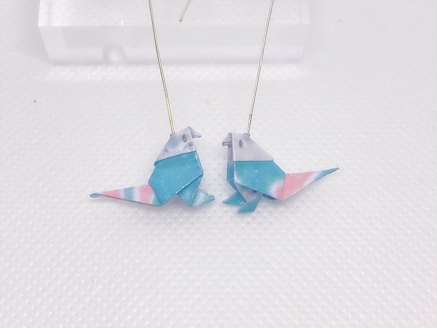 Origami Bird Earrings, Paper Bird Earrings, Tiny Earrings, Bird Earrings