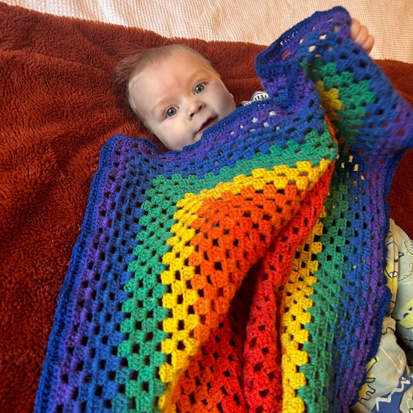 Rainbow Crochet Baby Blanket 