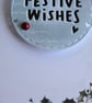 Festive Wishes Christmas Card - Wreath With Poinsettias - Red and Eau de Nil - Image 6