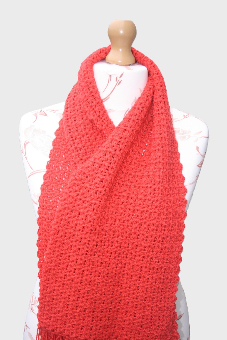 Bright and Vibrant Crochet Wool Scarf 