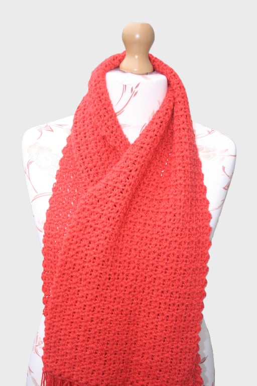 Bright and Vibrant Crochet Wool Scarf 