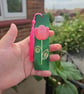 Hand-Painted Pink Flower Wooden Bookmark With Gold Accents & Tassel