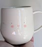 Handmade bunny rabbit mug, Easter cup with handpainted face  