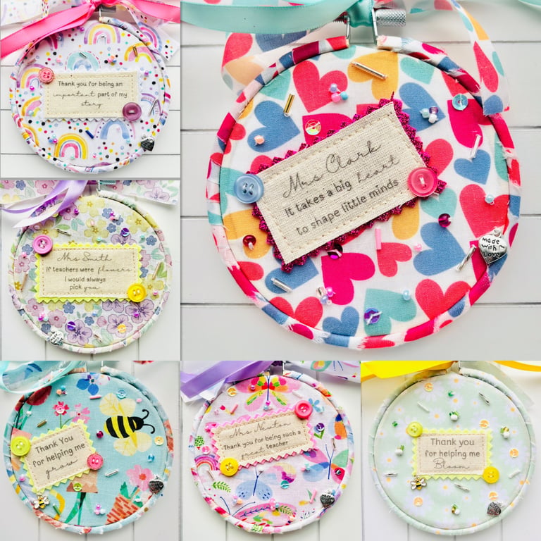 TEACHER GIFT BUNDLE 2 FOR 25 Thank you Embroidery Hoops, End of Term Gifts