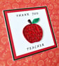 Thank You Teacher quilled card - red apple - Image 1