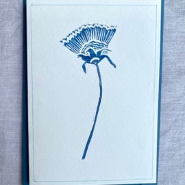 Cosmos flower - linoprint card