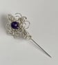 Sterling Silver Chainmaille Amethyst Ladies Brooch - Image 4