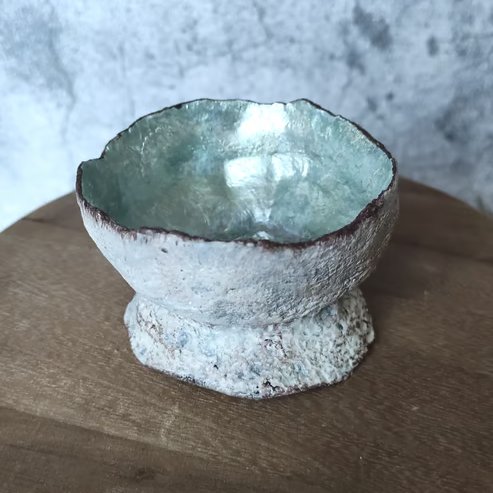 Handmade Coral Sculpture, Hand Painted Mother of Pearl Effect, Seaside Bowl