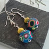  Hand made Polymer Clay & Genuine Magnetite Silver Plate  Earings