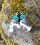 Large round silver and bright turquoise earrings 