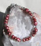 Red Freshwater Pearl Beaded Bracelet "Grape Shimmer" - Image 3