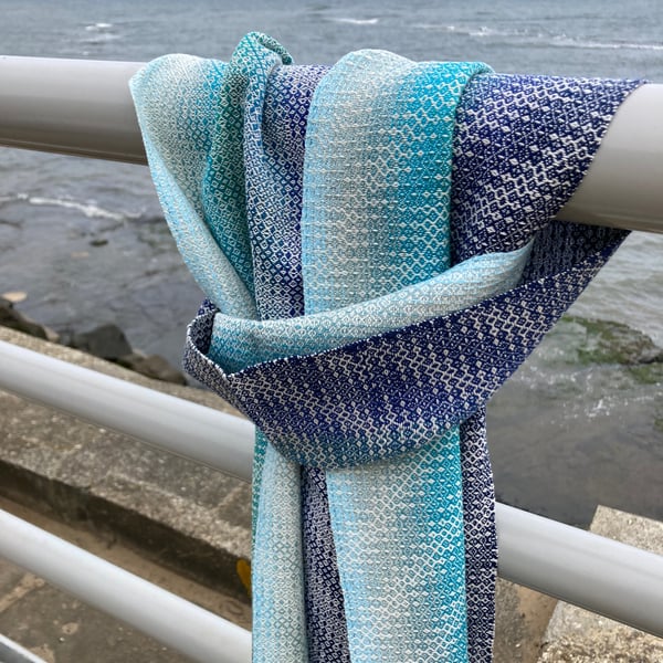 Sea Foam Cotton Handwoven Scarf