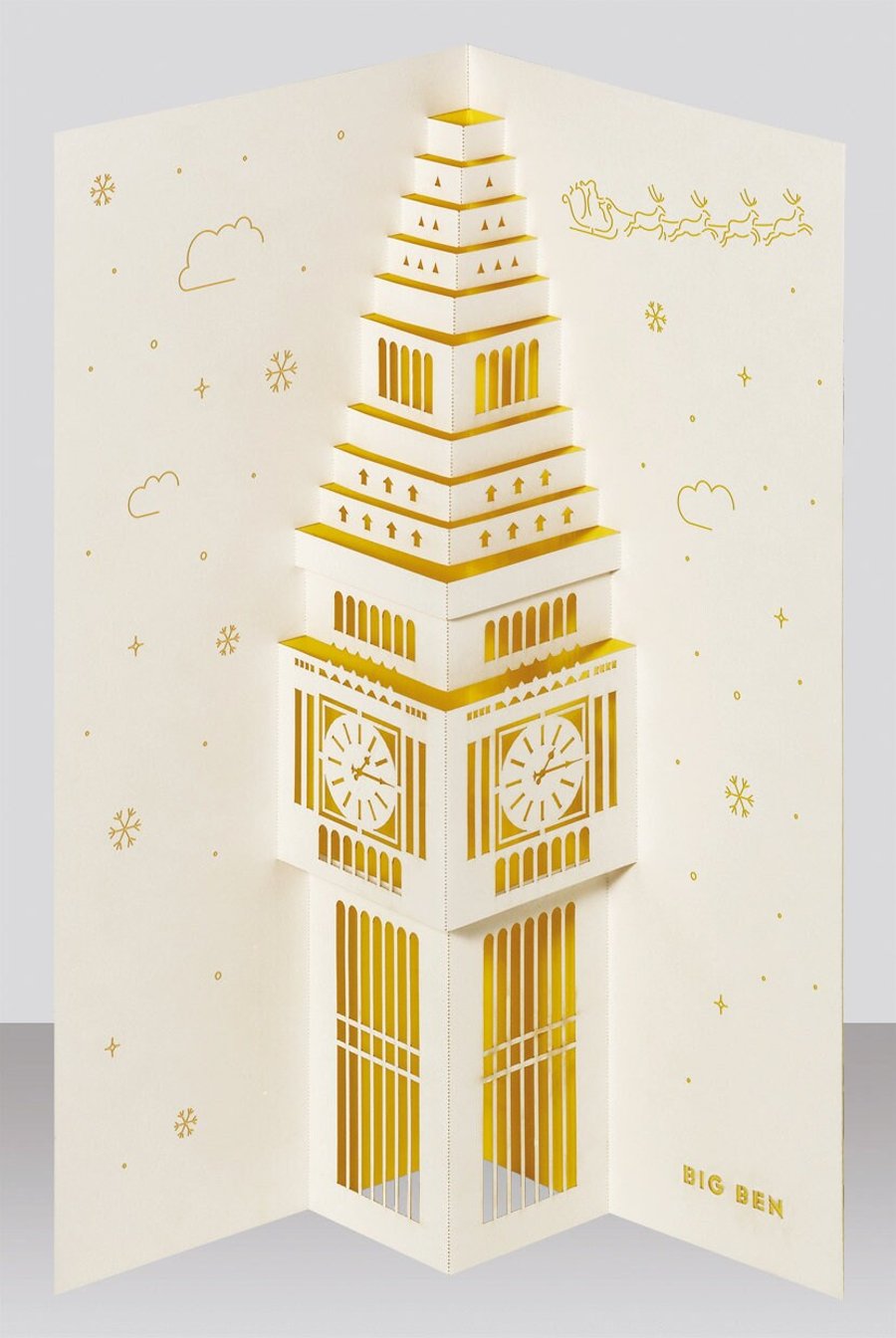 Big Ben Christmas pop-up 3D card Bright Yellow cover