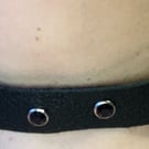 Black Leather Choker with 7 Dark Purple Gemstones (custom sized 16"-20")