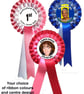 Personalised rosettes - 2 layers of ribbon -  that are ideal for all occasions