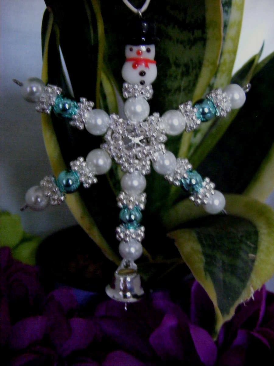 Snowman and Bell Snowflake Decoration.