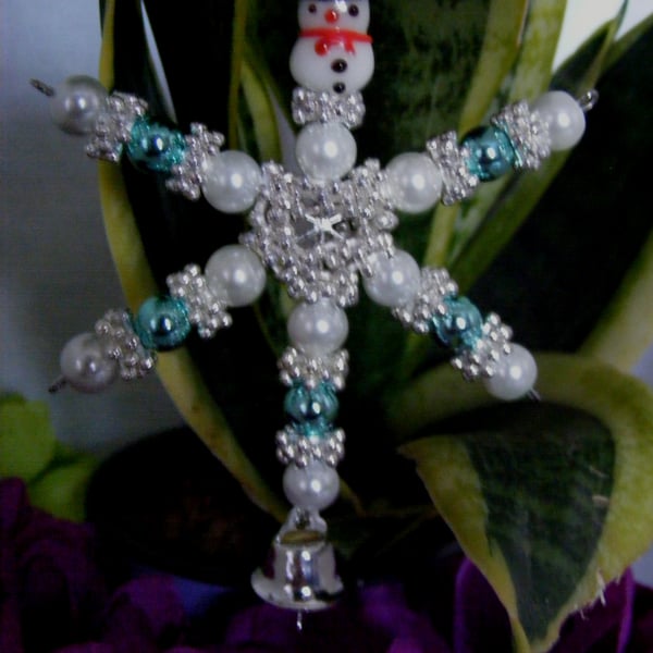 Snowman and Bell Snowflake Decoration.