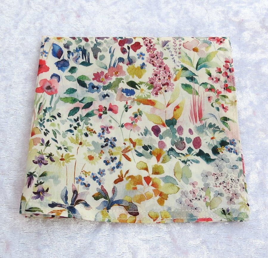 Liberty Lawn handkerchief, ladies handkerchief, 26cm, floral