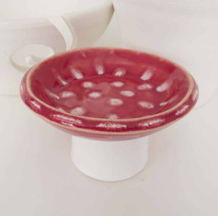 Small toadstool ceramic dish