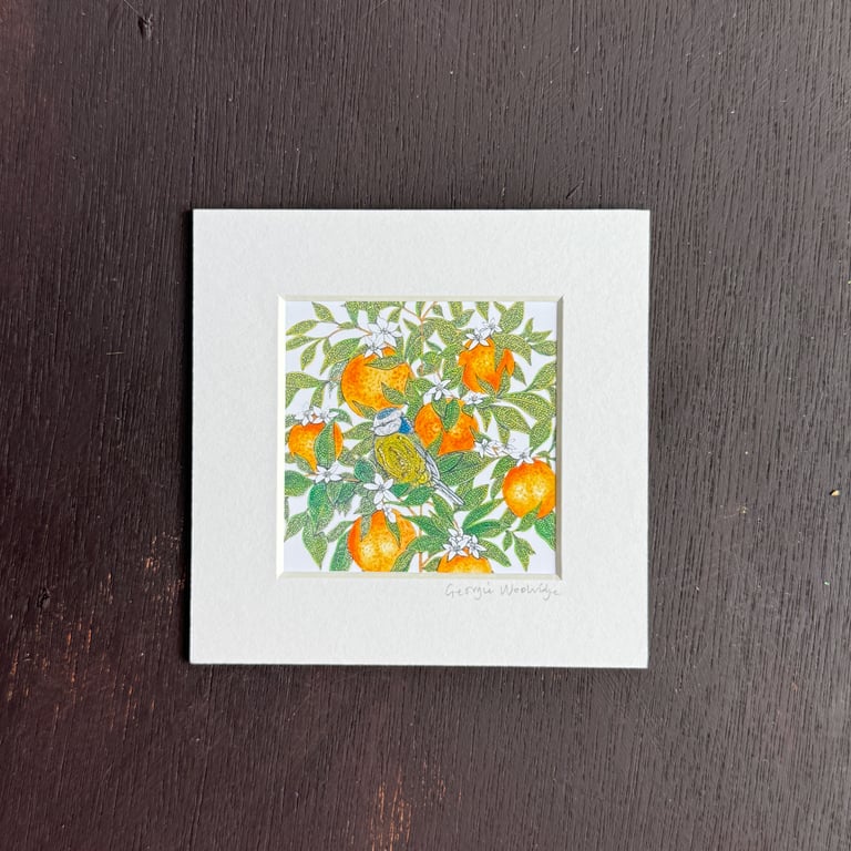 'Orange Blossom' 5" x 5" Hand Finished Print