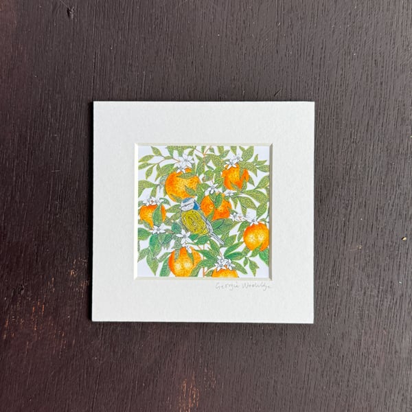 'Orange Blossom' 5" x 5" Hand Finished Print