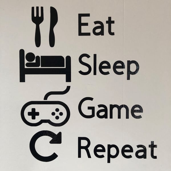 Eat Sleep Game Repeat - Wall Sticker Decal - Vinyl Sticker for a Gamer