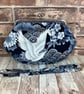 Oriental Cranes medium fabric frame clutch handbag, Kiss clasp