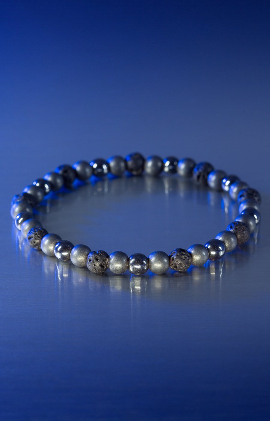 custome order for Lee-Lava and hematite stretch bracelet