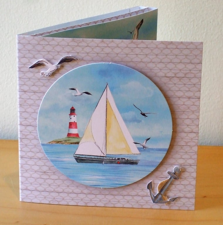 Birthday 3D scene card, Sailing away
