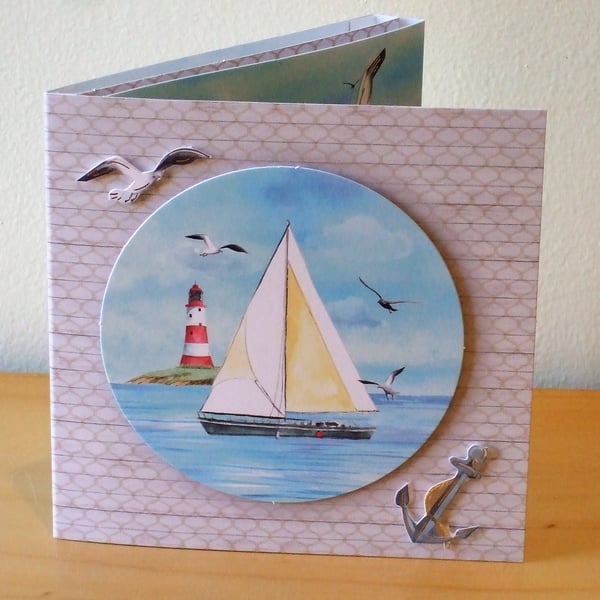 Birthday 3D scene card, Sailing away