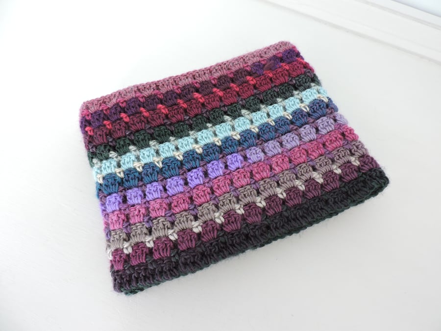 SALE Crochet Infinity Scarf Plum, Magenta, Mauve, Aqua