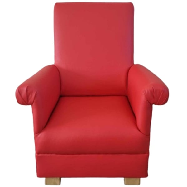 Red Faux Leather Children's Chair Armchair Kids Boys Girls Nursery Bedroom Seat