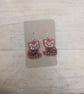 Red Panda earrings, machine embroidered gift for women girls, present jewellery  - Image 3