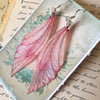 Pale Pink Sparkling Sterling Silver Fairy Wing Earrings