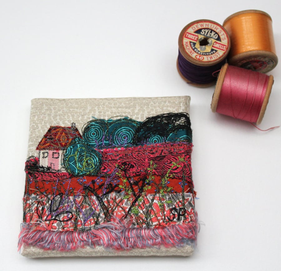 Mini Textile Art Landscape with Cottage