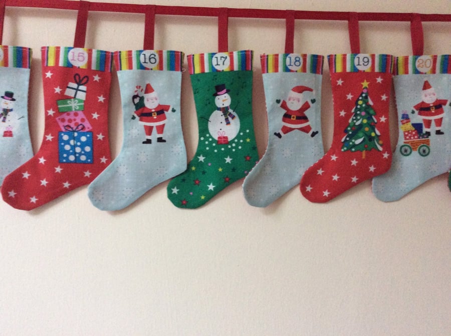 Christmas stocking advent calendar bunting