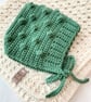 Bobble Pixie Bonnet 100% Merino Wool Dark Sage - Image 3