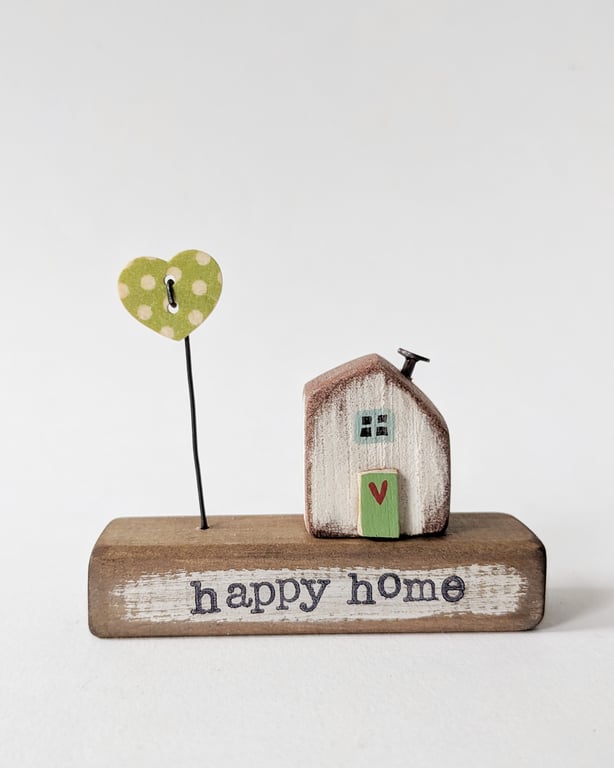 Little Wooden Painted House and Base in a Bag