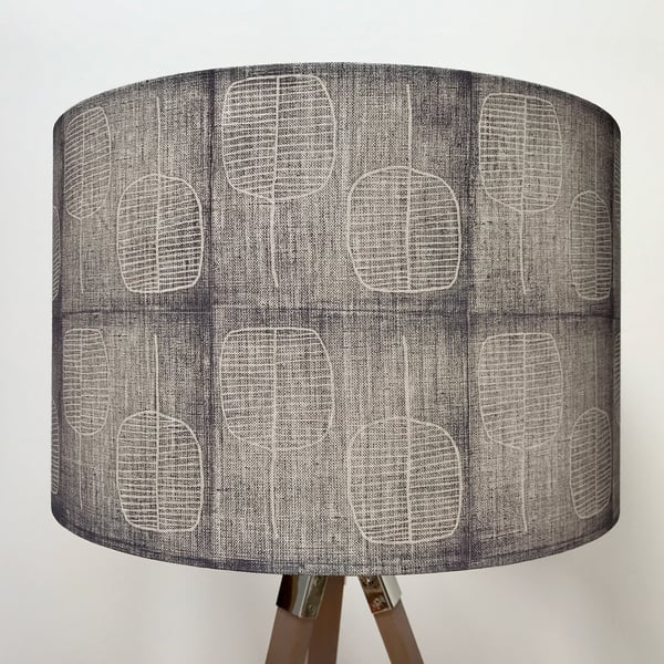 Hand Printed Linen Lampshade in Lavender Grey