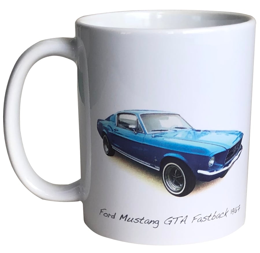 Ford Mustang GTA Fastback 1967 - 11oz Ceramic Mug for Classic American Car fan