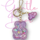 Handmade Shaker Keychain - 'Gentle Bear 'with Detachable Cloud Pendant