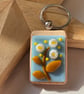 Glass Daisy Keyring 