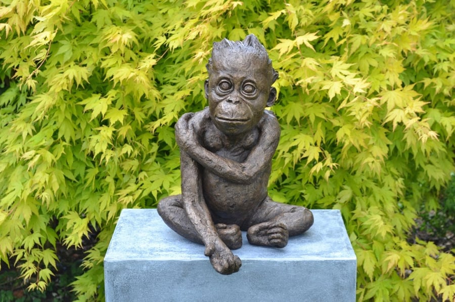 Baby Orangutan Animal Statue Large Bronze Resin Garden Sculpture