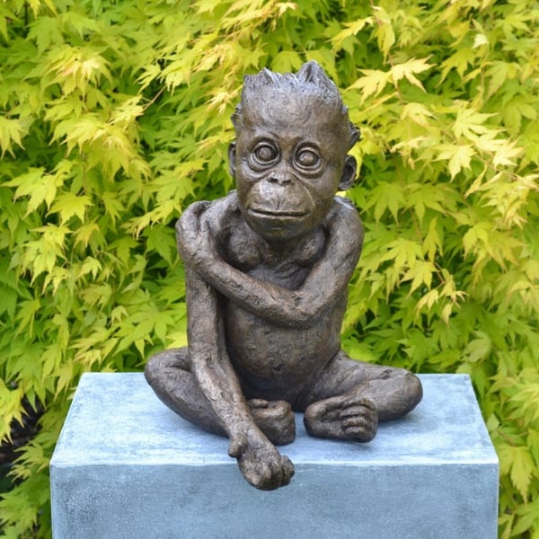 Baby Orangutan Animal Statue Large Bronze Resin Garden Sculpture