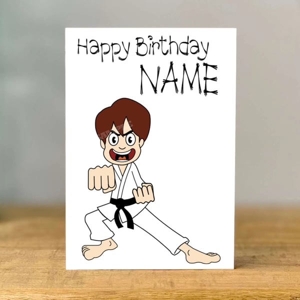 Personalised Karate Birthday Card, Martial Arts Card, dad, mum, sister, brother,