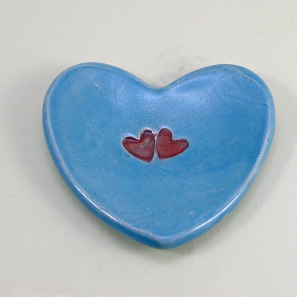 Heart shaped Ring Dish Tea Bag Holder Spoon rest Stoneware foodsafe & lead free 