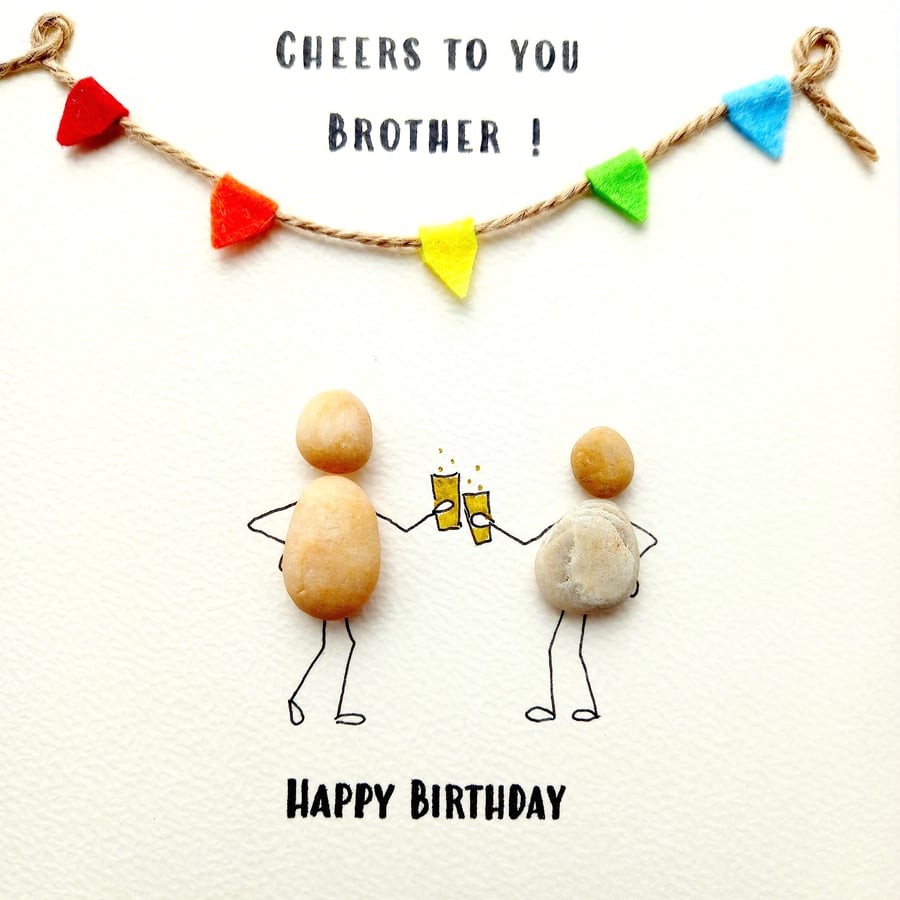 Cheers to you pebble birthday card with multicolour bunting