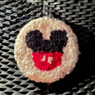 Mickey Mouse Inspired Punch Needle Car Coaster, Mouse Car Decor